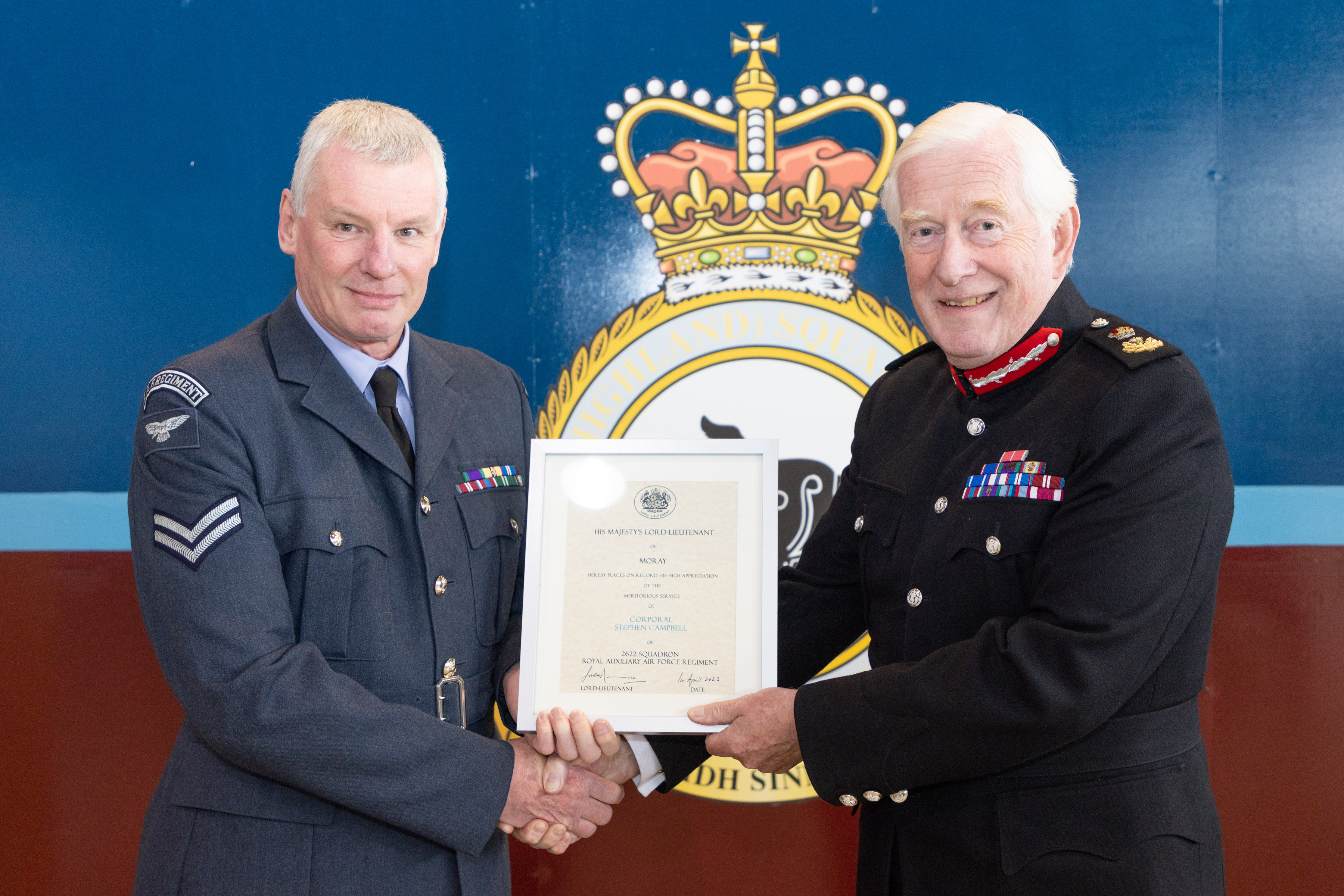 Corporal Stevie Campbell and the Lord Lt of  Moray. 
